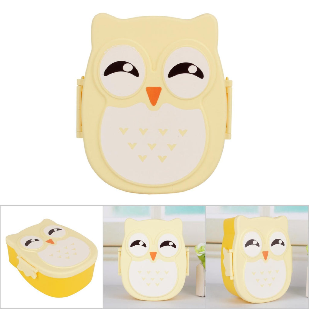 Plastic Portable Cartoon Owl Lunch Box Food Safe Microwave Storage Container
