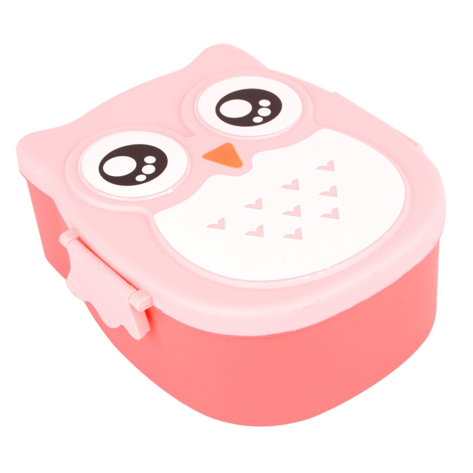 Plastic Portable Cartoon Owl Lunch Box Food Safe Microwave Storage Container