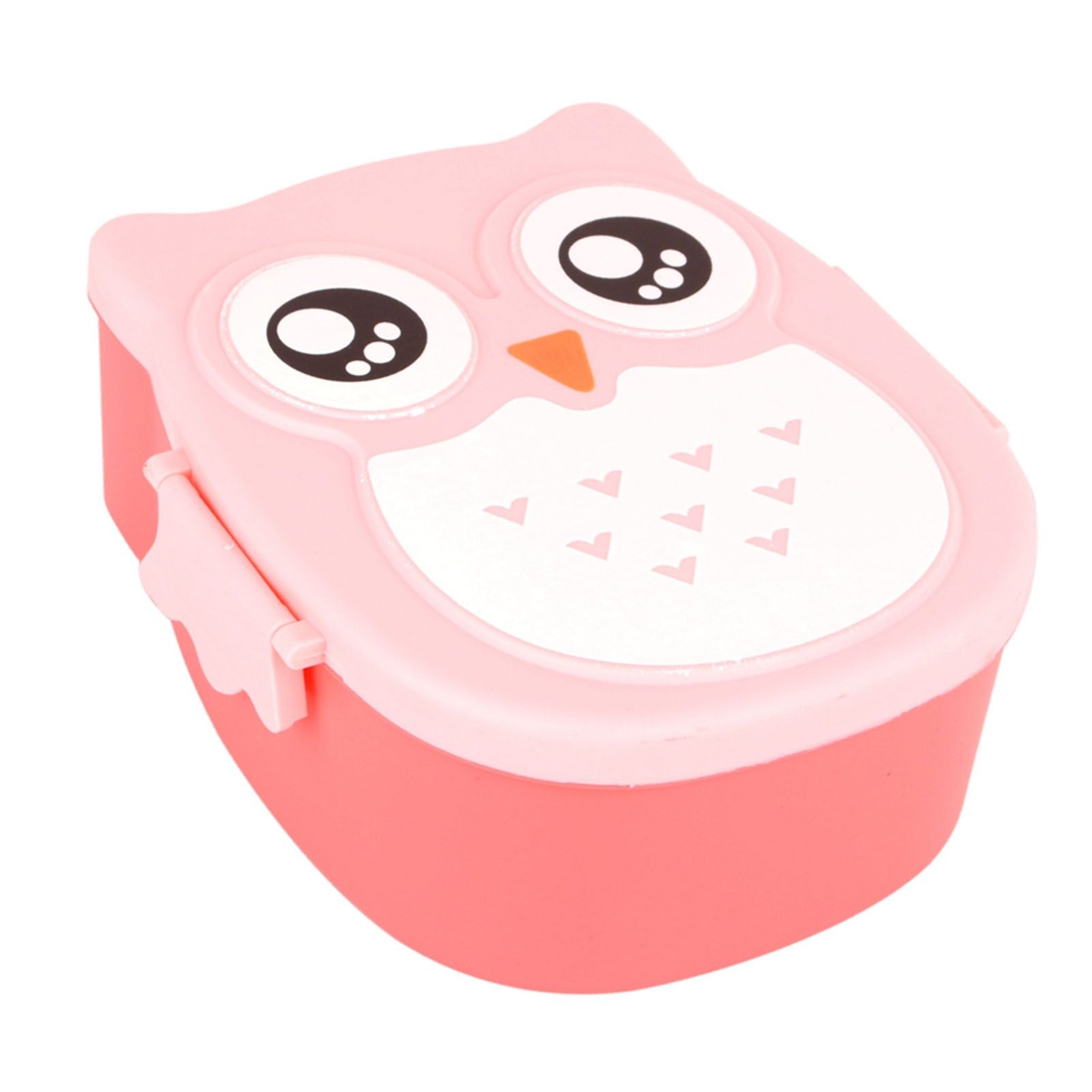 Plastic Portable Cartoon Owl Lunch Box Food Safe Microwave Storage Container