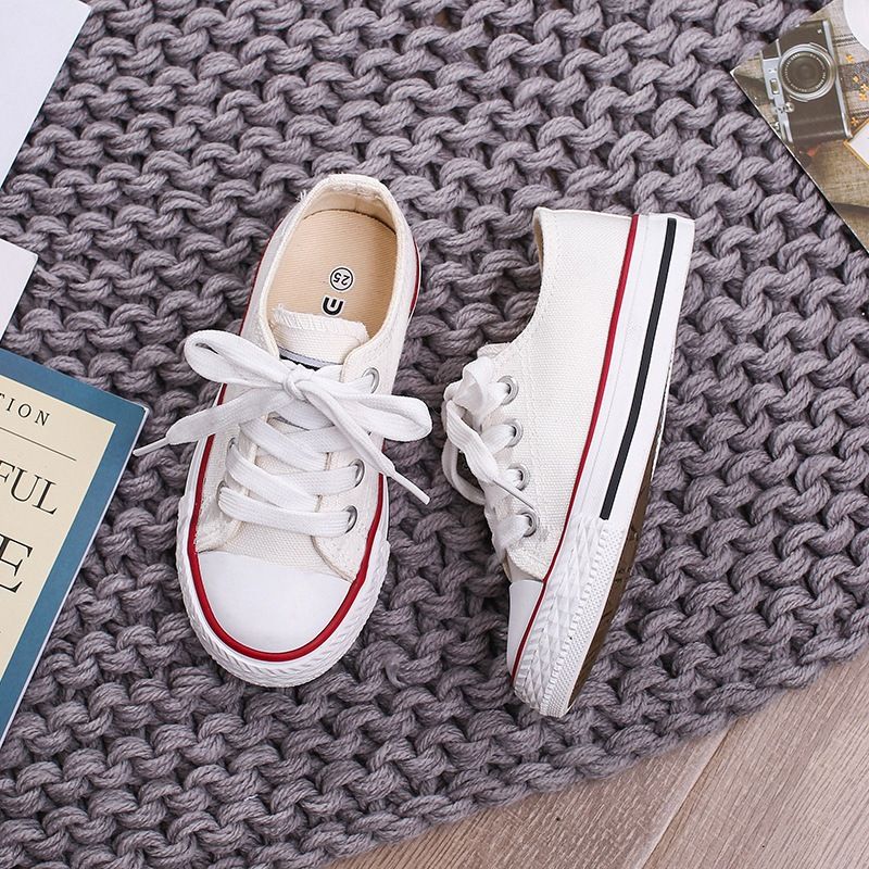 OPOEE Kids Canvas Shoes Low Top Lace Up White 31