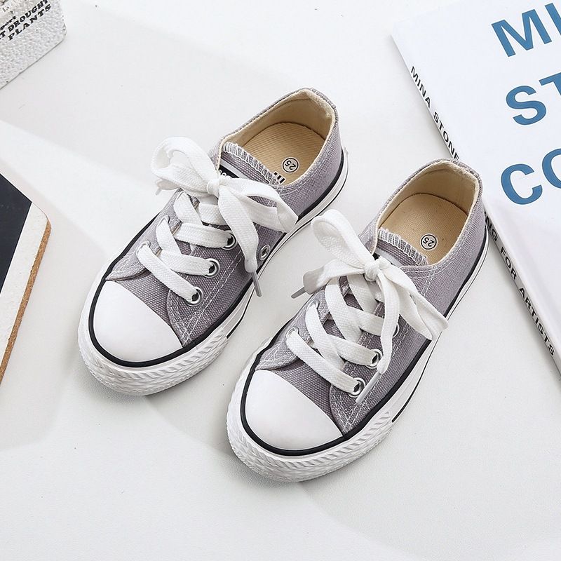 OPOEE Kids Canvas Shoes Low Top Lace Up Grey 37