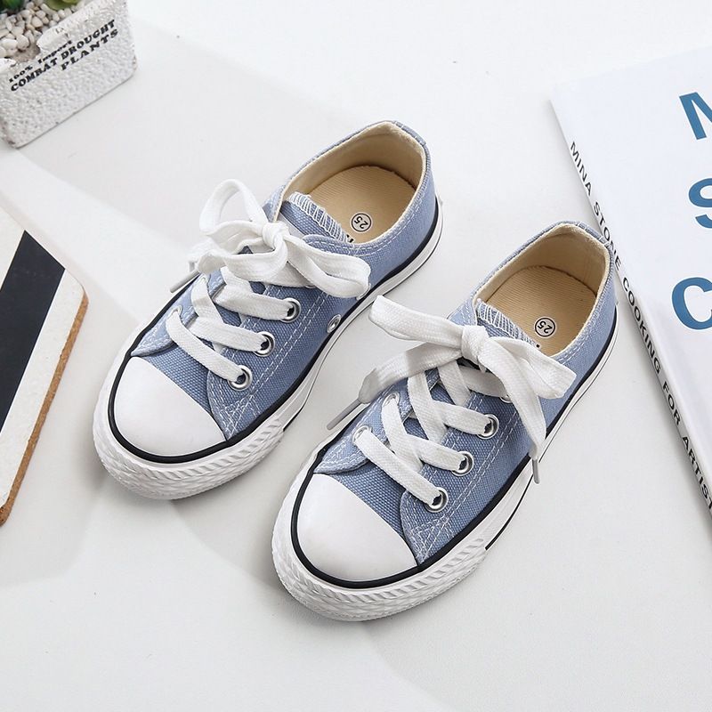 OPOEE Kids Canvas Shoes Low Top Lace Up Light Blue 33