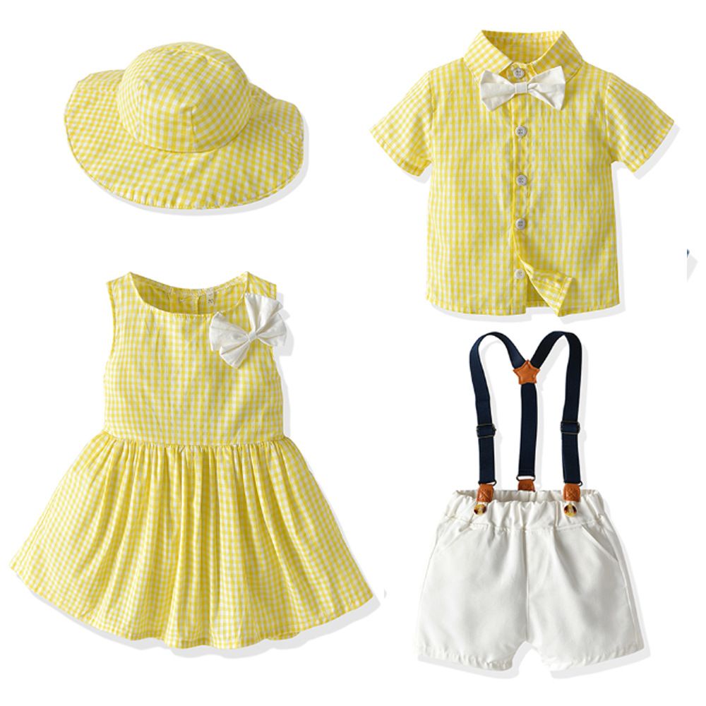 Tem Doger Boy Plaid Shirt Shorts Set Light Blue 120cm