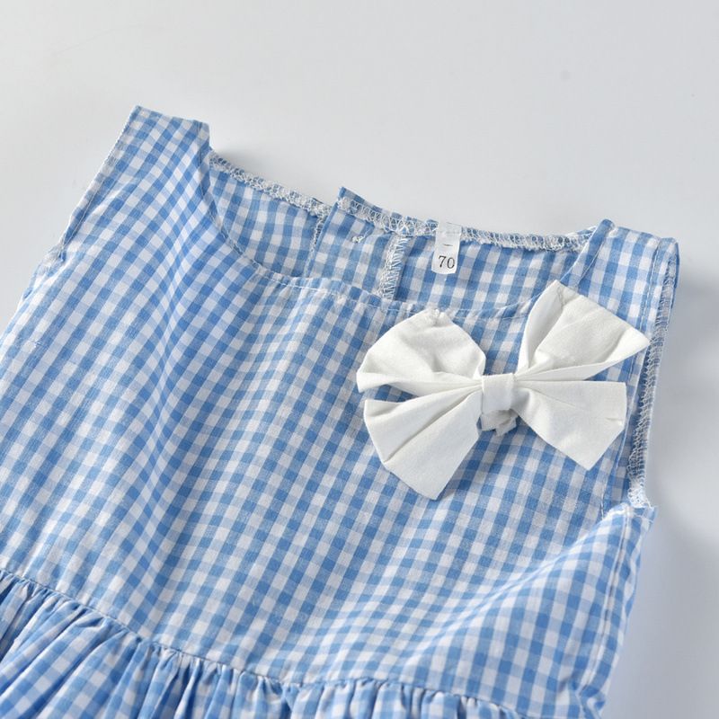 Tem Doger Boy Plaid Shirt Shorts Set Light Blue 120cm