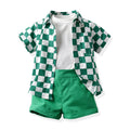Top and Top Boys Plaid 3 Piece Set Cotton Green 70CM