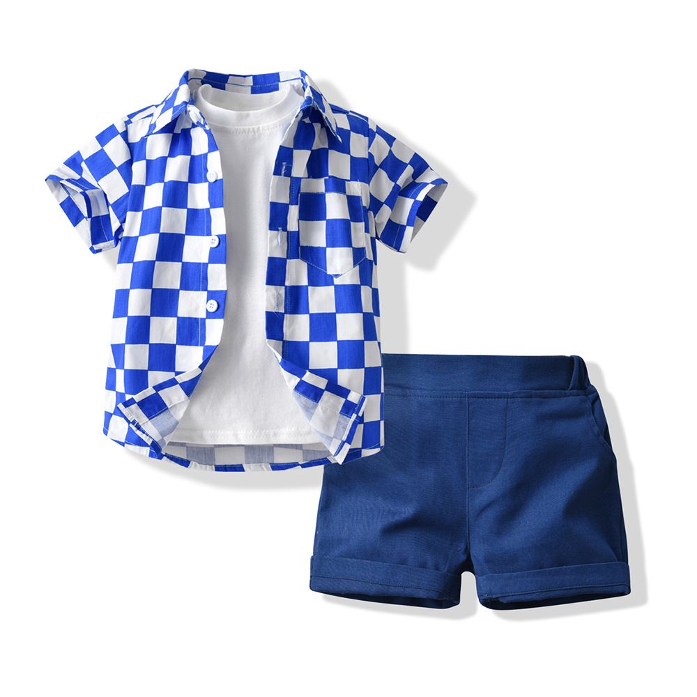 Top and Top Boys Plaid 3 Piece Set Cotton Green 70CM