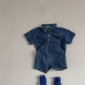 A-lebabay Infant Denim Shirt Shorts Set Summer Light blue 120cm