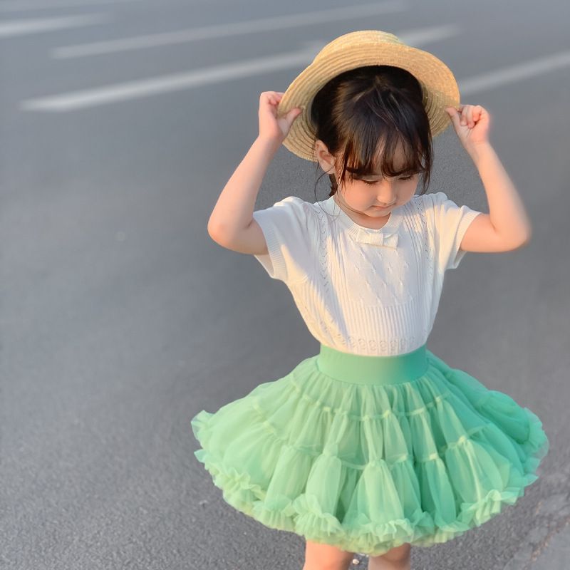 tutuoclock Girls Sweet Princess Nylon Mesh Cake Skirt Black 90cm