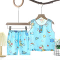 Tong Xinyuan Kids Cotton Silk Vest Set Shorts Light Blue (Fawn) Silk Vest Set 120cm