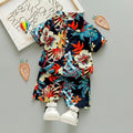 Chaole Pig Boys Cotton Short Sleeve Suit Fusang Red 110cm