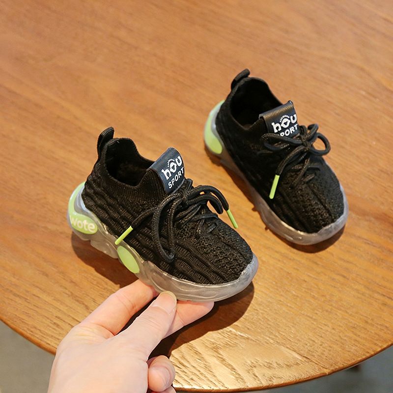 Baby Toddler Sneakers Mesh Knitted Soft Sole Black (summer single net) 18 yards within 13.5cm long