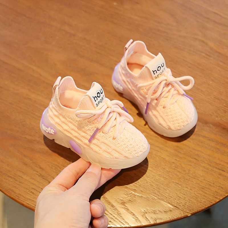 Baby Toddler Sneakers Mesh Knitted Soft Sole Pink 18 yards within 13.5cm long