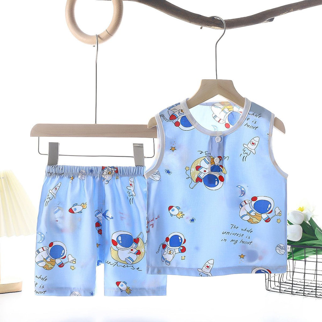 Tong Xinyuan Kids Cotton Silk Vest Set Shorts (Gray) car cotton silk vest set 130cm