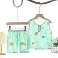 Tong Xinyuan Kids Cotton Silk Vest Set Shorts (Light Blue) Crown Cotton Vest Set 120cm