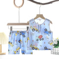 Tong Xinyuan Kids Cotton Silk Vest Set Shorts (Blue) Truck Cotton Vest Set 120cm