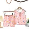 Tong Xinyuan Kids Cotton Silk Vest Set Shorts (Pink) Rabbit Radish Silk Vest Set 100cm