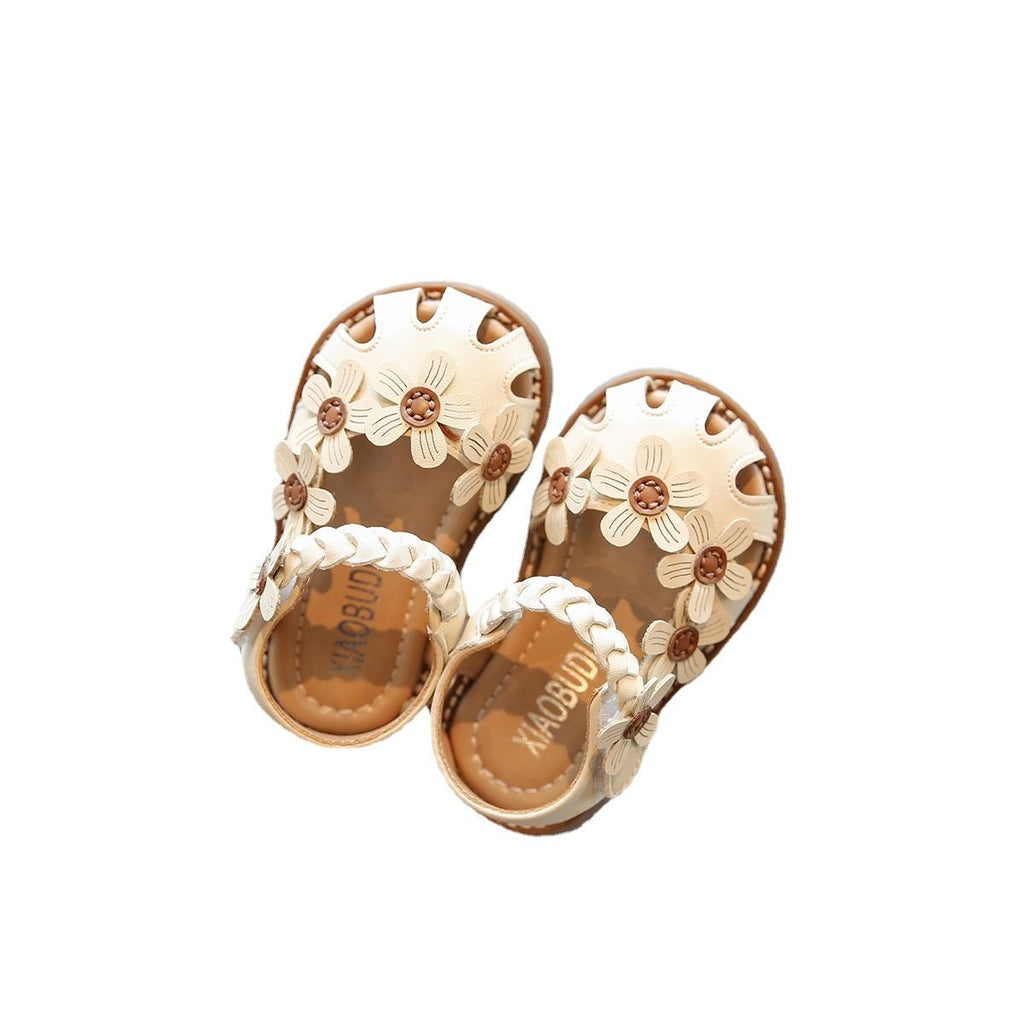 Kamai bear Baby Girl Summer Sandals Soft Sole Velcro Beige Size 29 shoe length is about 18.5cm