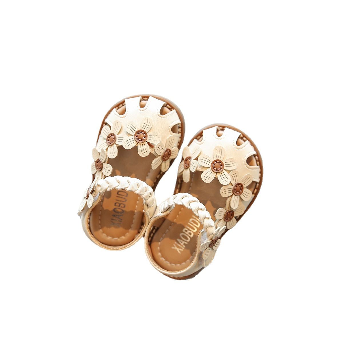Kamai bear Baby Girl Summer Sandals Soft Sole Velcro Beige Size 29 shoe length is about 18.5cm