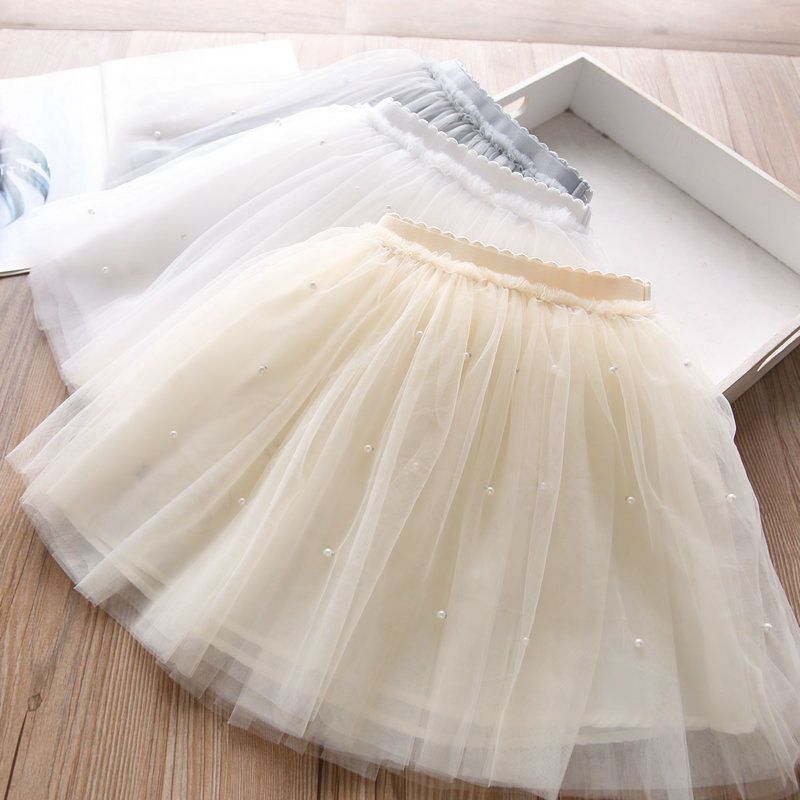 Girls Cotton Cake Skirt Princess Grey Champagne 150