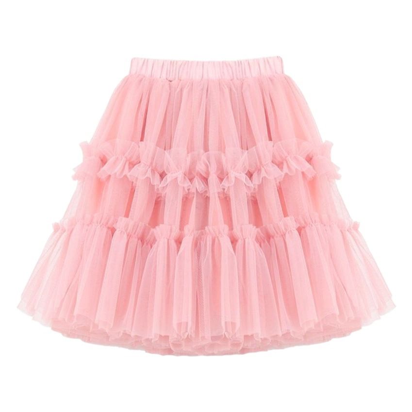 Girls Princess Skirt Polyester Ruffled Summer White 110cm
