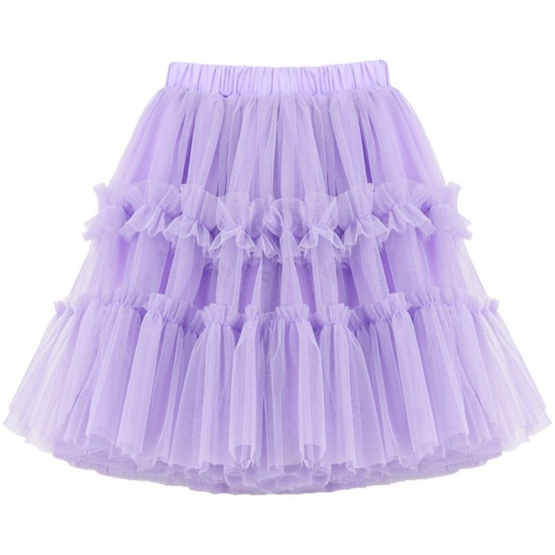Girls Princess Skirt Polyester Ruffled Summer White 110cm