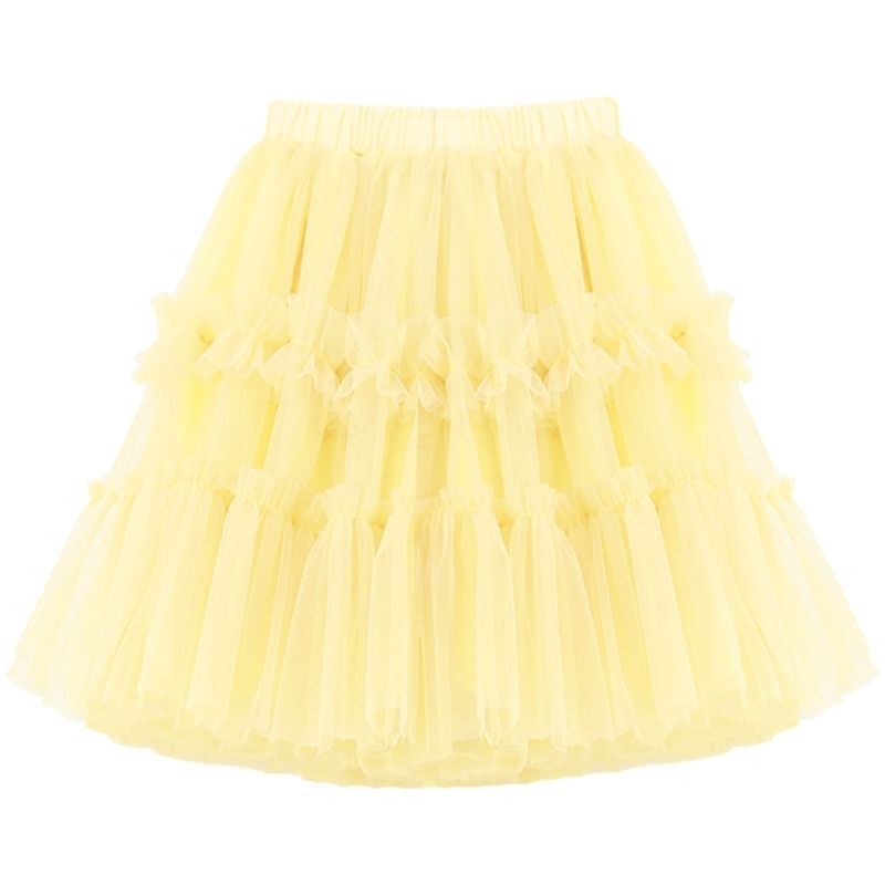 Girls Princess Skirt Polyester Ruffled Summer White 110cm