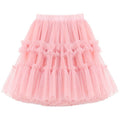 Girls Princess Skirt Polyester Ruffled Summer Pink 110cm