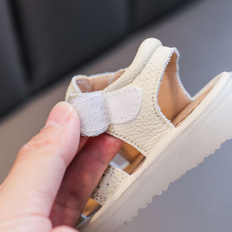 Baby Leather Sandals Bocai Cat Velcro Non Slip White 23 yards inner length 15cm