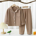 Yi Mei Kids Pajamas De Velvet Long Sleeve Two Piece Set SY07-pajamas Brown 180cm