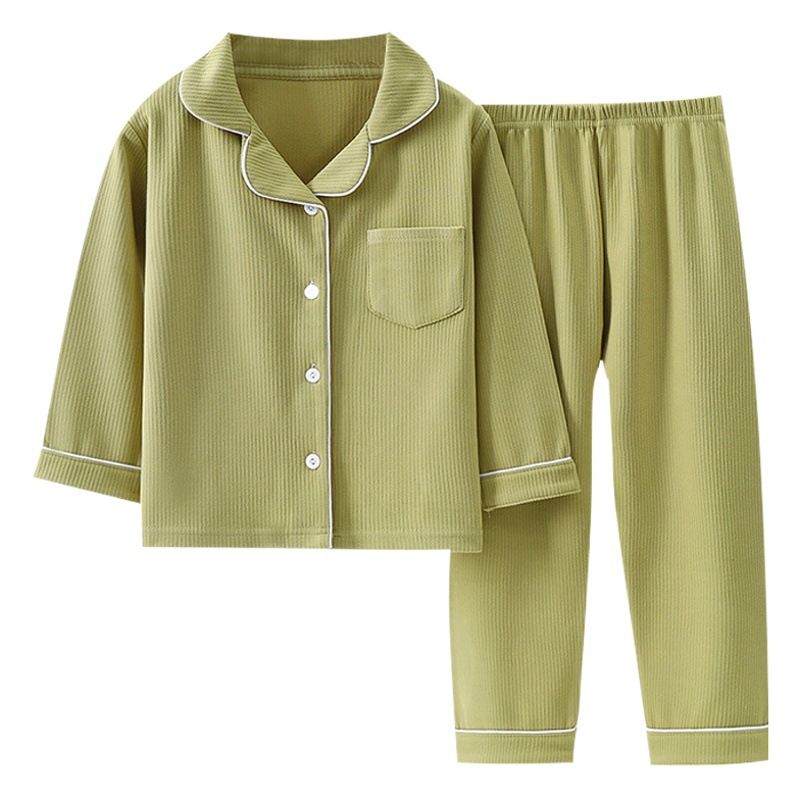 Yi Mei Kids Pajamas De Velvet Long Sleeve Two Piece Set SY07-pajamas Brown 180cm