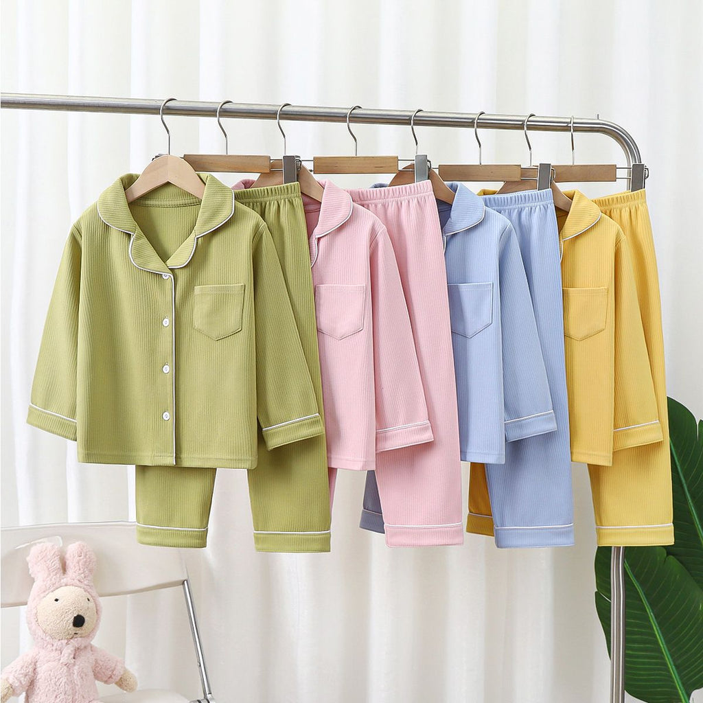 Yi Mei Kids Pajamas De Velvet Long Sleeve Two Piece Set SY07-pajamas Brown 180cm