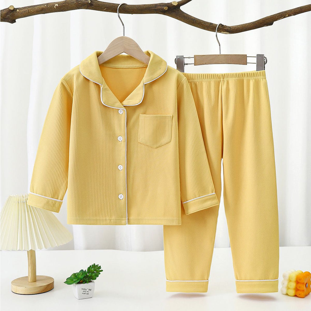 Yi Mei Kids Pajamas De Velvet Long Sleeve Two Piece Set SY07-pajamas Brown 180cm