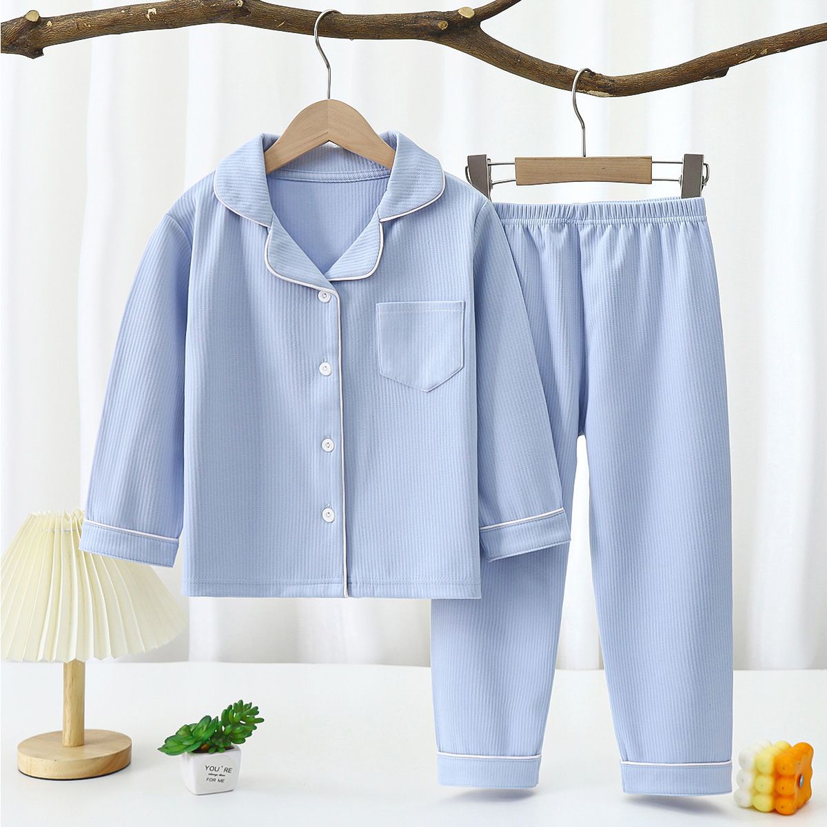 Yi Mei Kids Pajamas De Velvet Long Sleeve Two Piece Set SY07-pajamas Brown 180cm