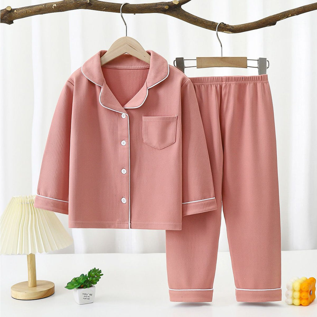 Yi Mei Kids Pajamas De Velvet Long Sleeve Two Piece Set SY07-pajamas Brown 180cm