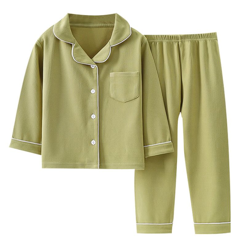 Yi Mei Kids Pajamas De Velvet Long Sleeve Two Piece Set SY07-pajamas Brown 180cm