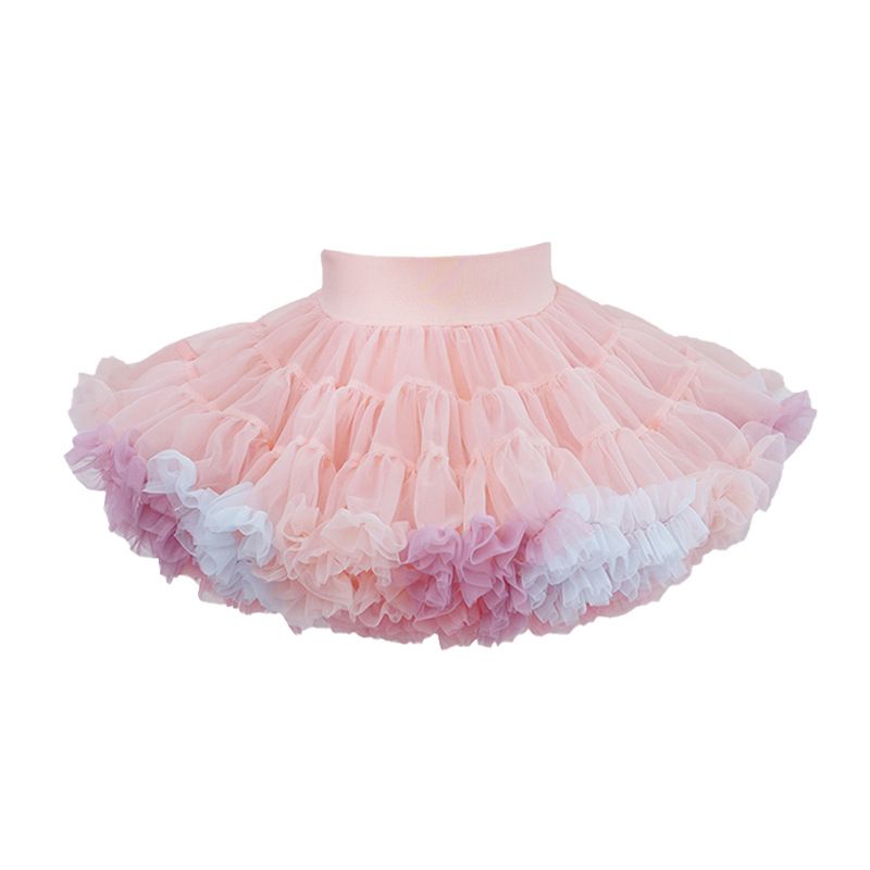 tutuoclock Girls Sweet Princess Nylon Mesh Cake Skirt Rainbow color 130cm