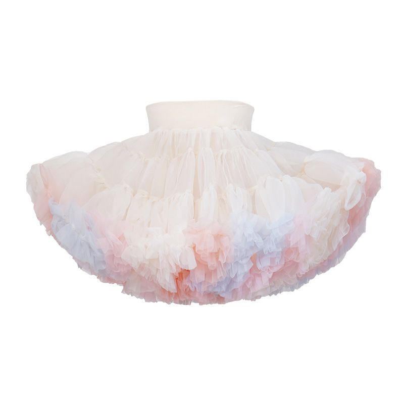 tutuoclock Girls Sweet Princess Nylon Mesh Cake Skirt Cream macaroon 80cm