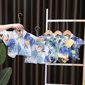 Chaole Pig Boys Cotton Short Sleeve Suit Yellow Beach Coconut Tree 110cm