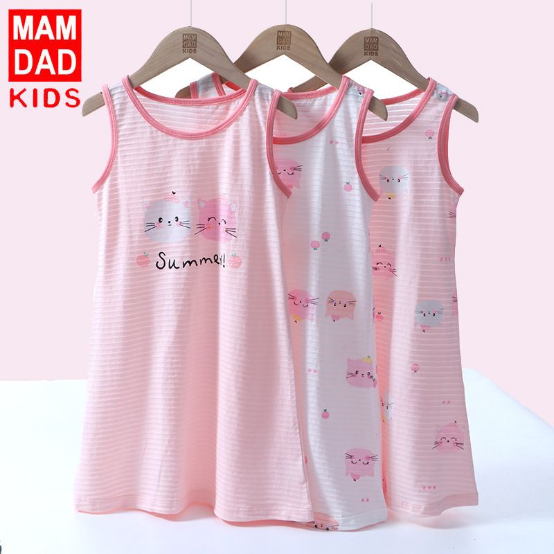 KIDS MAM&DAD Girls Bamboo Cotton Sling Skirt 100% Cotton White Cat 130cm