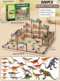 DIY Jurassic Theme Park Building Set for Kids, Creative Dinosaur Arena Toy with Realistic Dinosaurs and Palm Trees, Educational Playset for Ages 3+ to Build and Explore (326PCS, Brown)