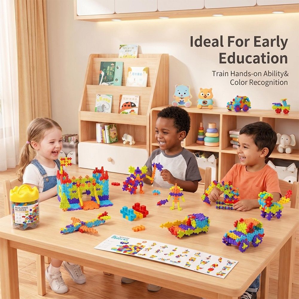 6-Color Mix Double Cross Building Blocks Set for Kids - Creative STEM Early Learning Toys for Ages 3-6, Ideal for Preschool, Home Play, and Educational Gifts (230PCS)