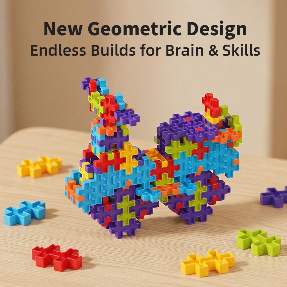 6-Color Mix Double Cross Building Blocks Set for Kids - Creative STEM Early Learning Toys for Ages 3-6, Ideal for Preschool, Home Play, and Educational Gifts (K360PCS)