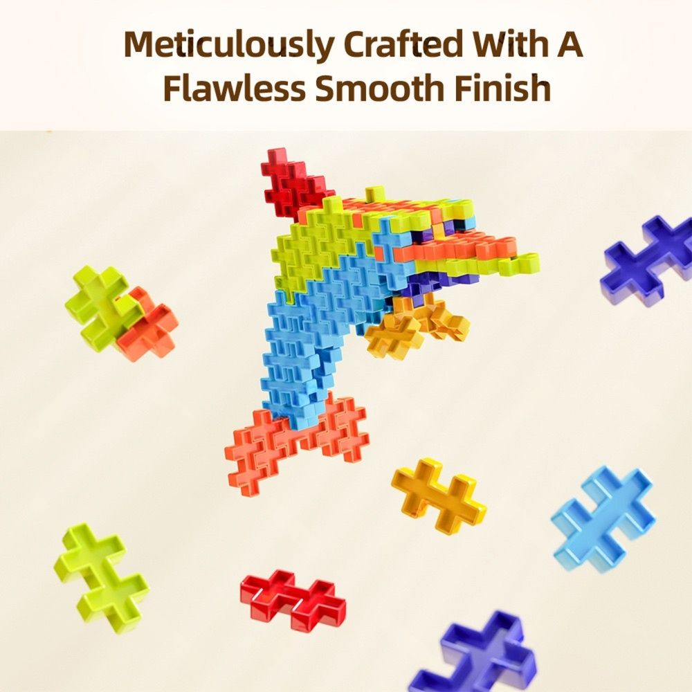 6-Color Mix Double Cross Building Blocks Set for Kids - Creative STEM Early Learning Toys for Ages 3-6, Ideal for Preschool, Home Play, and Educational Gifts (K360PCS)