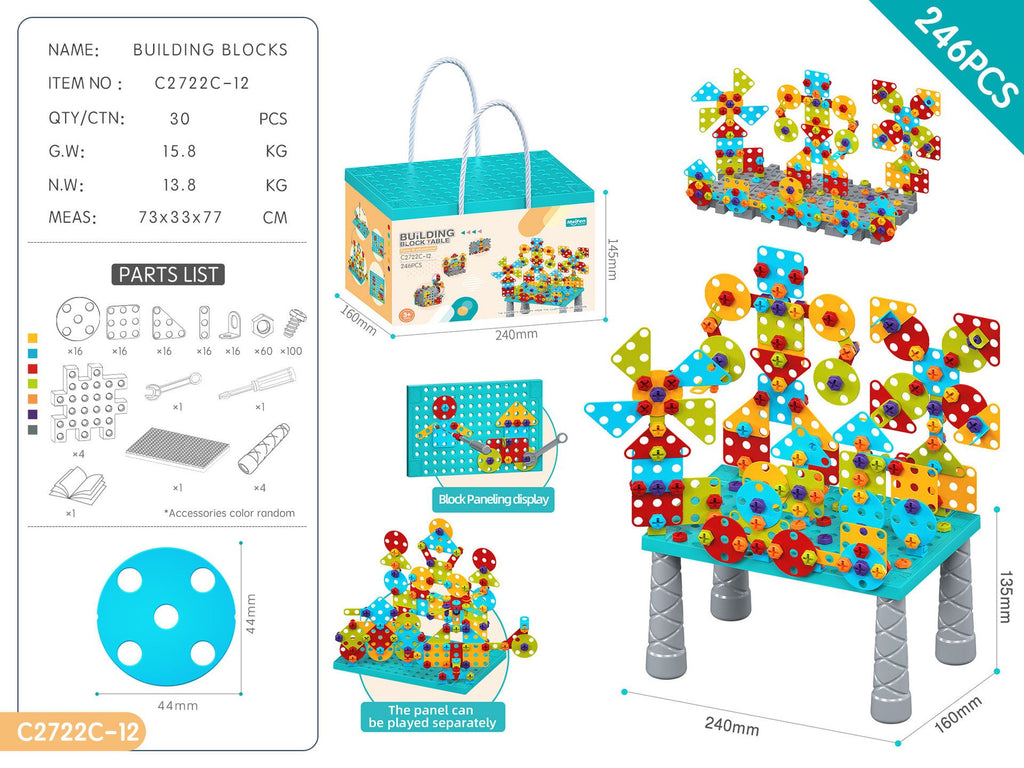DIY Screw Assembly Building Blocks Set for Kids Ages 3-6 – Creative Educational Toy with Wrench and Screwdriver, Perfect for Parent-Child Interaction and Fine Motor Skills Development (374PCS)