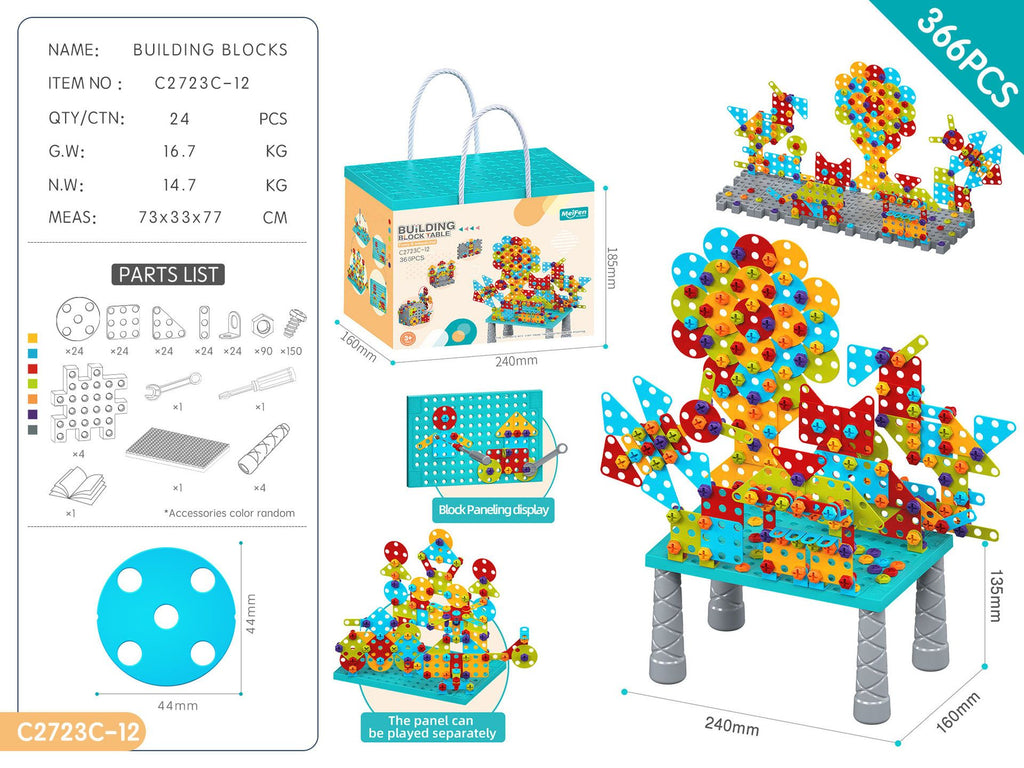 DIY Screw Assembly Building Blocks Set for Kids Ages 3-6 – Creative Educational Toy with Wrench and Screwdriver, Perfect for Parent-Child Interaction and Fine Motor Skills Development (374PCS)