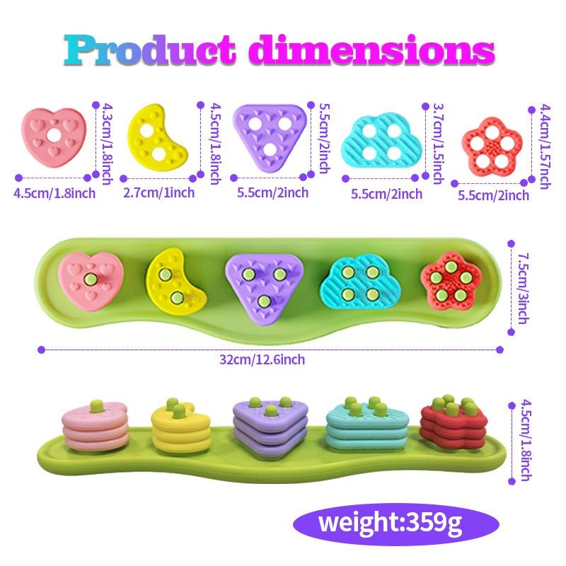 Explore Colors, Shapes, and Numbers with This Stacking & Sorting Puzzle Toy – Food-Grade Silicone, Sensory Press-and-Play Fun, Perfect for Toddler Early Learning and Quiet Play at Home (Green)