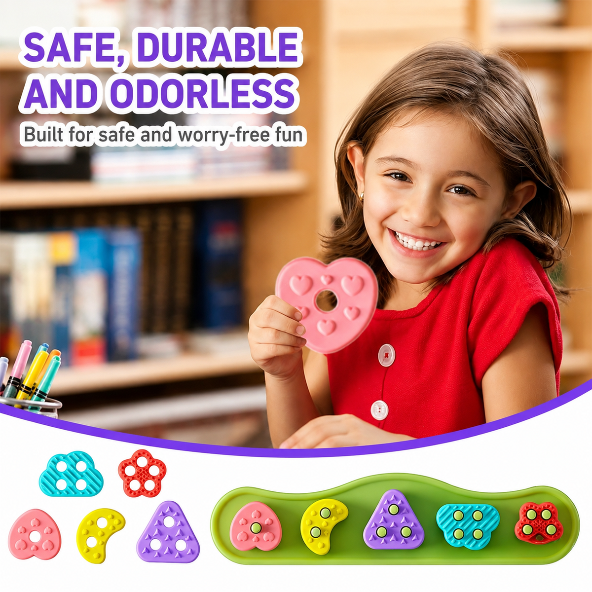 Explore Colors, Shapes, and Numbers with This Stacking & Sorting Puzzle Toy – Food-Grade Silicone, Sensory Press-and-Play Fun, Perfect for Toddler Early Learning and Quiet Play at Home (Green)