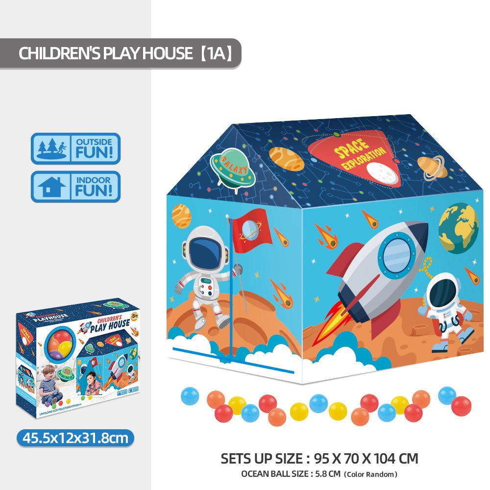 Kids Play Tent Theme House for Indoor Outdoor Fun, Space Princess Ocean Design with Ball Pit, Perfect for Toddlers and Family Camping Adventures as a Creative Holiday Gift (Princess2, Pink)