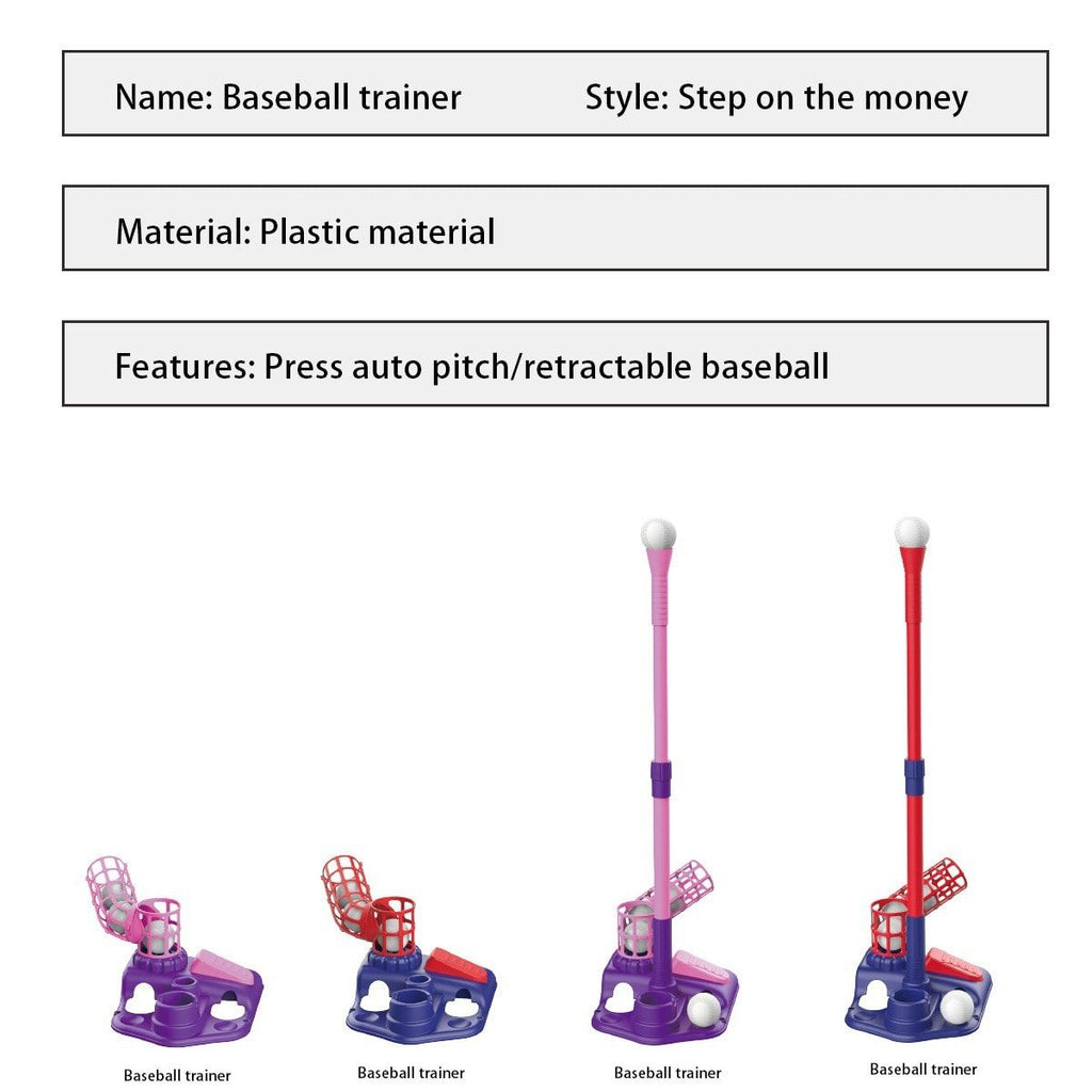 2-in-1 Kids Baseball Training Toy Set with Automatic Pitching and T-Ball Stand, Indoor and Outdoor Practice for Ages 3+ (2IN1, Red)