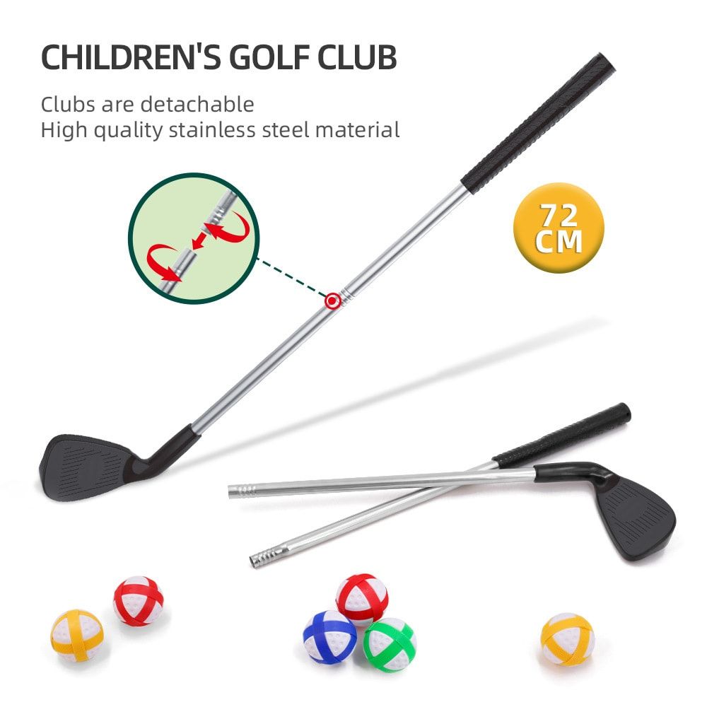 3-in-1 Kids Golf Putting & Tossing Game Set for Indoor/Outdoor Family Fun – Includes Stainless Steel Putter, Cloth Mat, Soft Balls, Beanbags, and Rings for Interactive Play (A)